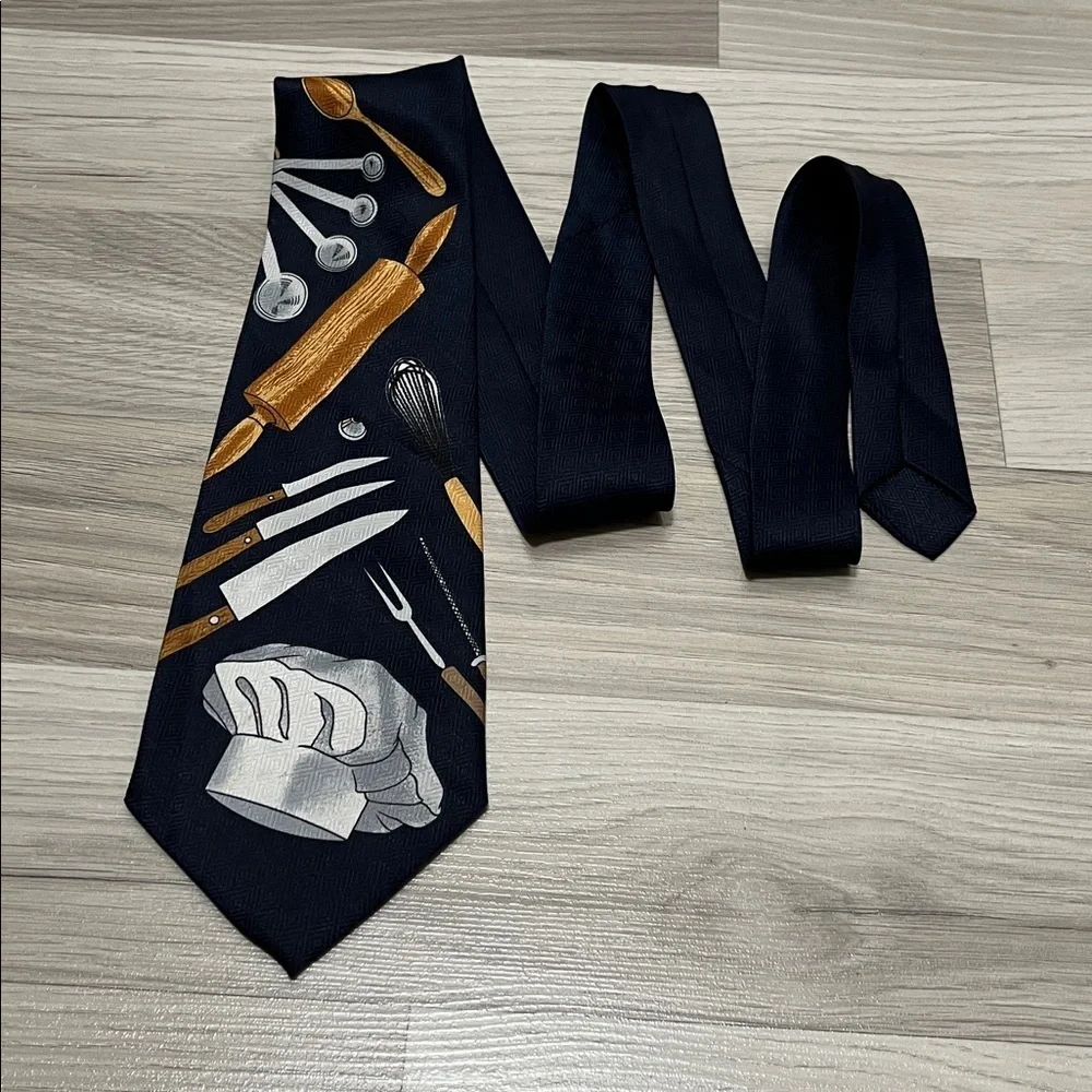 A. Roger’s The Chef 1997 Themed Black Tie with Kitchen Utensils Navy Blue Formal